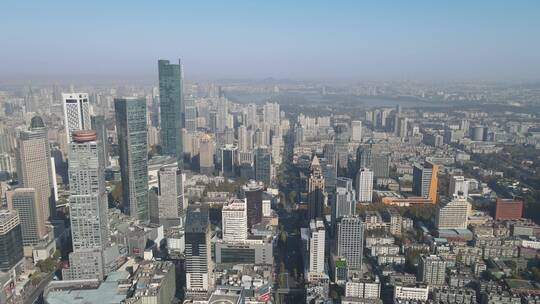 航拍南京城市建设高楼大厦