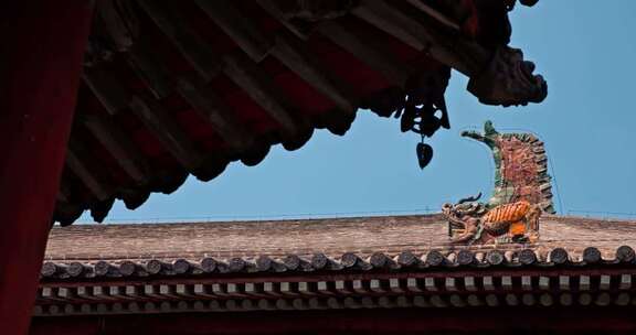 4K大同华严寺大雄宝殿屋顶鸱吻实拍