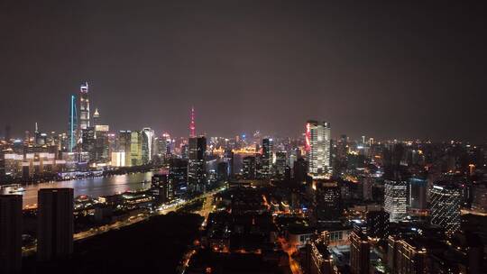 上海虹口区夜景航拍