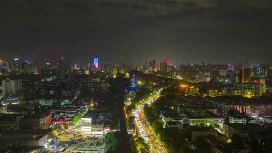 湖北武汉黄鹤楼夜景灯光秀航拍延时