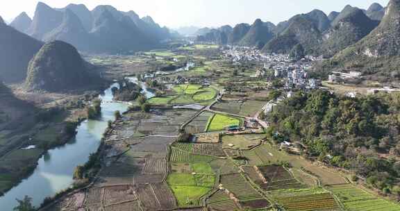 桂林遇龙河田园山水风光