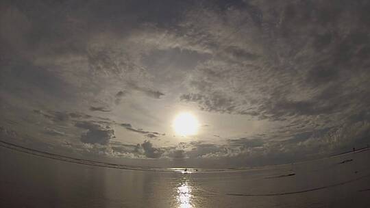 海滩日落的广角视频视频素材模板下载