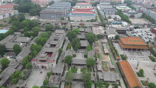 航拍山东菏泽水浒好汉城4a景区