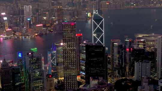 香港 维多利亚港夜景航拍