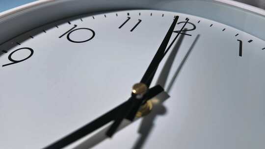 白色圆形时钟特写