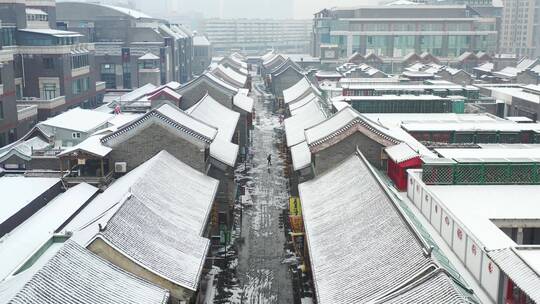 航拍天津雪景