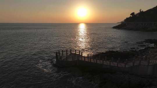 广东汕头南澳岛海丝文化广场日落海滨风光