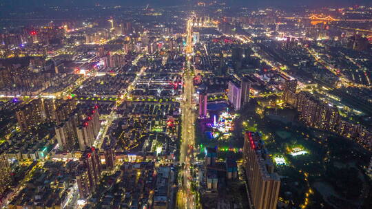 贵港城市夜景航拍延时