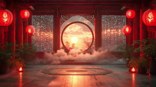 喜庆国风室内场景