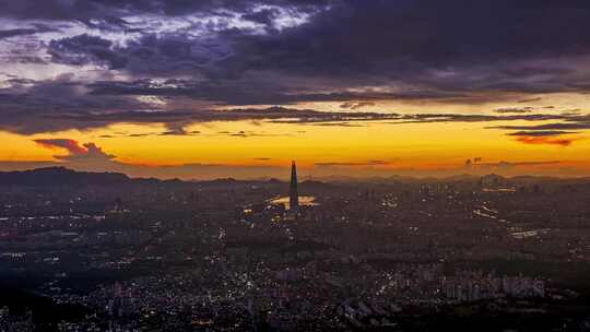 城市日转夜延时