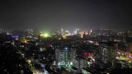 航拍广东茂名夜景