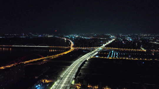 夜晚城市道路航拍合集