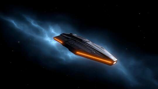 星际飞船穿梭星云之间探索宇宙