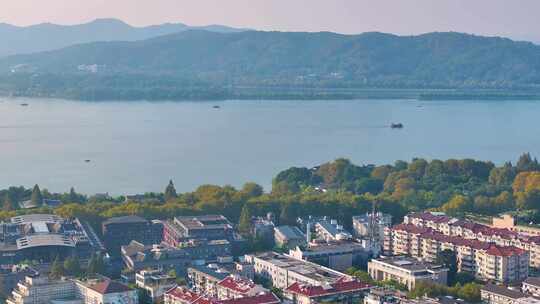 浙江杭州西湖景区美景航拍旅游大自然风景风