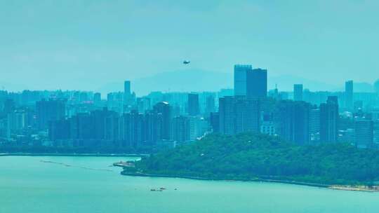 珠海航拍海边城市景色