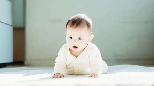 婴儿出生母爱父爱孩子笑容幸福温馨