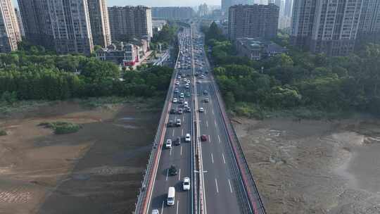 福州尤溪洲大桥航拍城市桥梁道路交通车流