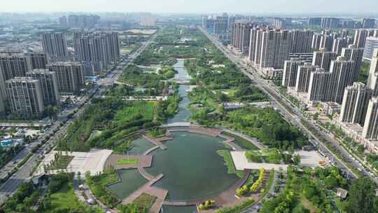 河南许昌中央公园航拍视频素材模板下载
