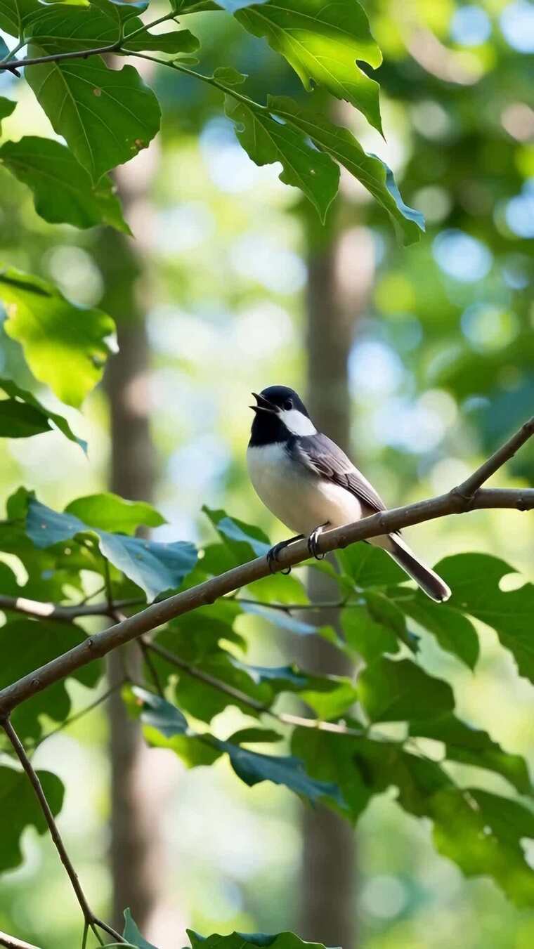 树枝上鸣叫的小鸟
