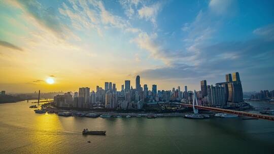 重庆渝中半岛日落夜景延时视频素材模板下载