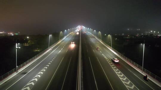 湛江雾天夜景片段