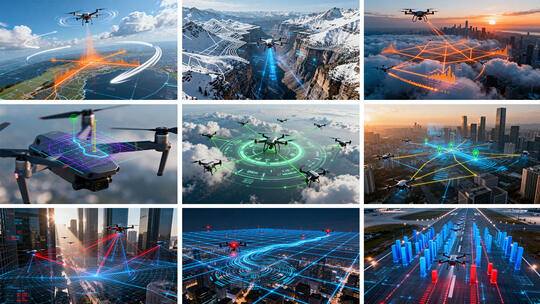 无人机空中交通导航网络 无人机科技城市