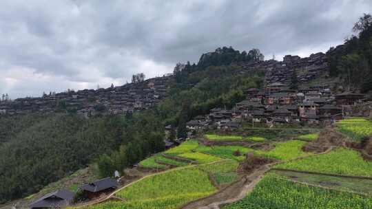 贵州岜沙苗寨民居建筑航拍