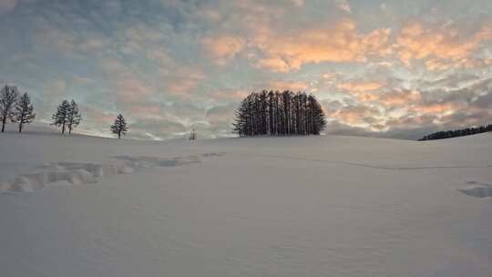 延时拍摄冬天雪地