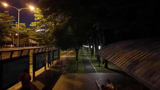 深圳城市绿道夜景空镜