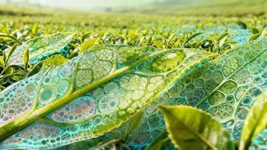 茶园茶叶微距特写画面