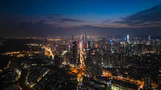 深圳罗湖日转夜夜景航拍延时