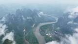 航拍桂林山水风光云雾缭绕高清在线视频素材下载