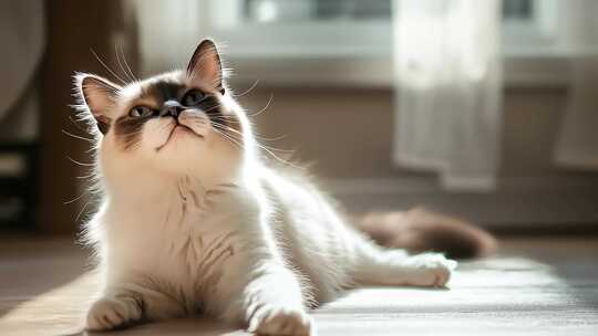 阳光下慵懒的布偶猫享受惬意生活