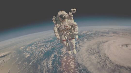 宇航员太空旅行，太空探索，银河系视频素材模板下载