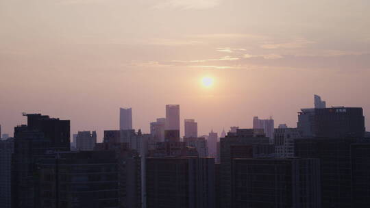 城市日落上海航拍