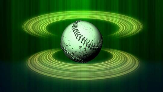 旋转的棒球绿色光环视频素材模板下载