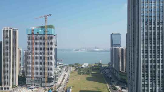 航拍广东湛江城市建设