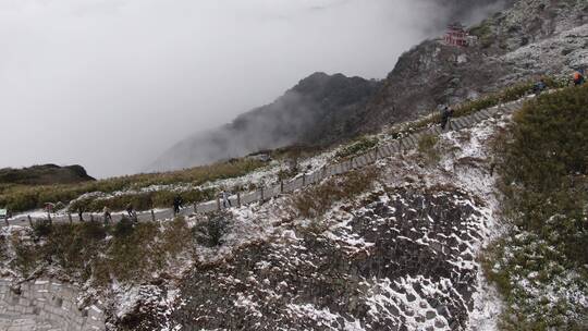 贵州梵净山5A景区雪景航拍