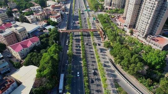 航拍厦门城市道路景观