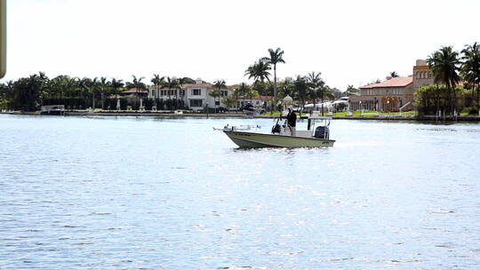 迈阿密市内河上的游艇