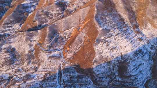 清晨北方雪景山地航拍