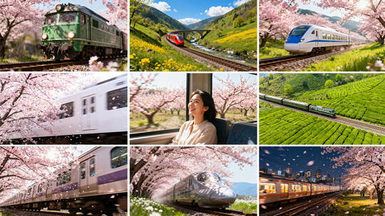 开往春天的列车 列车穿梭于樱花盛开的季节