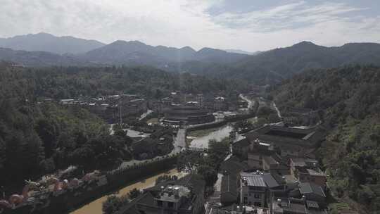 【福建土楼永定景区】航拍远景前推小环绕