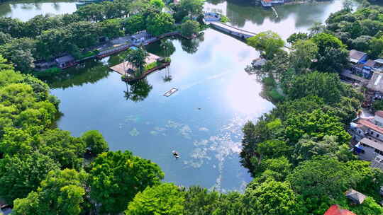 航拍广州荔湾湖：西关风情与莫奈花园