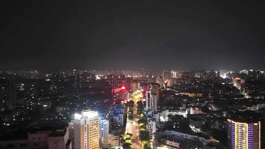 航拍四川自贡夜景自贡城市风光