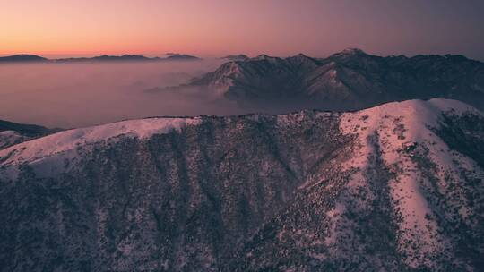 杭州临安清凉峰太子尖华浪线雪景航拍