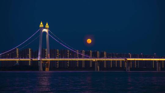 长沙月亮夜景延时