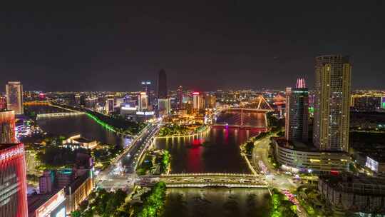 浙江宁波城市夜景灯光延时