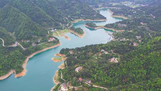 水库湖泊农田水利湖北恩施车坝河水库航拍