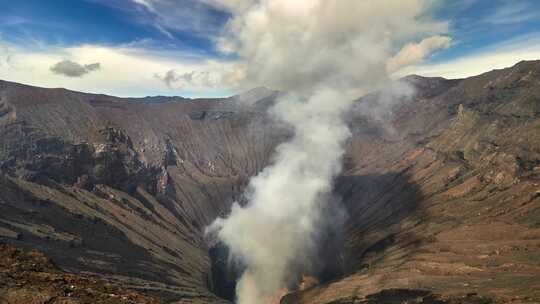 从活火山延时升起的浓烟